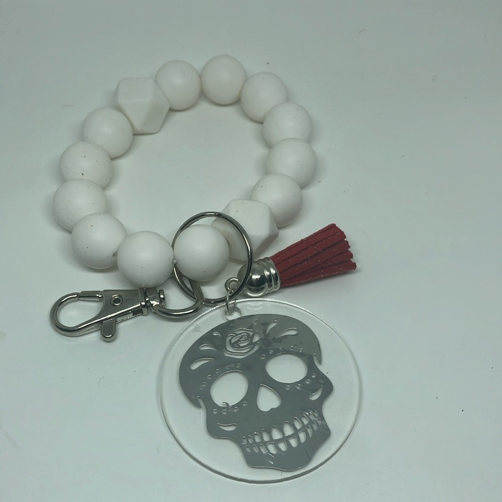 Silicone beaded wristlet keychain